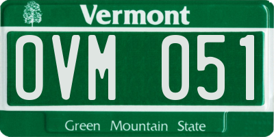 VT license plate OVM051