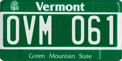 VT license plate OVM061