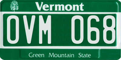 VT license plate OVM068