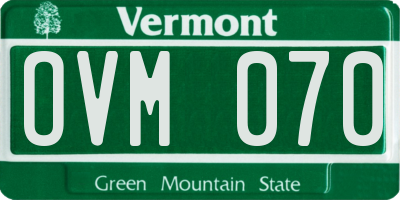 VT license plate OVM070