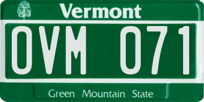 VT license plate OVM071