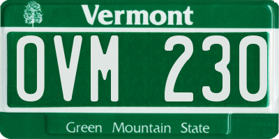 VT license plate OVM230