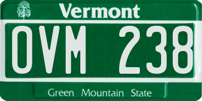 VT license plate OVM238