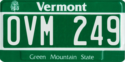 VT license plate OVM249