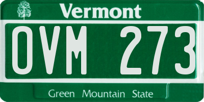 VT license plate OVM273