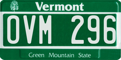VT license plate OVM296
