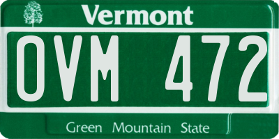 VT license plate OVM472