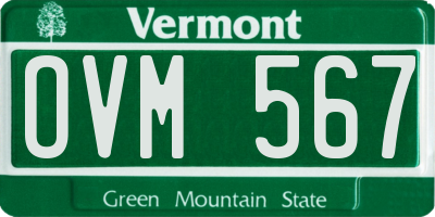 VT license plate OVM567