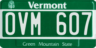 VT license plate OVM607