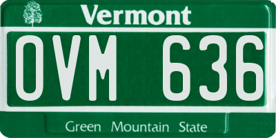 VT license plate OVM636