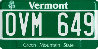 VT license plate OVM649