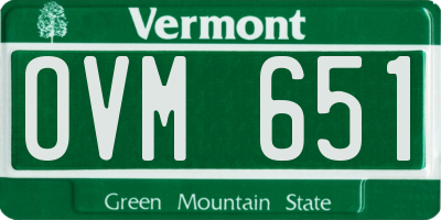 VT license plate OVM651