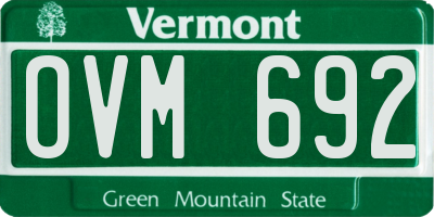 VT license plate OVM692