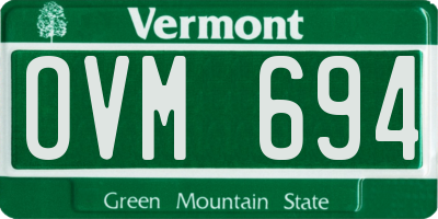 VT license plate OVM694