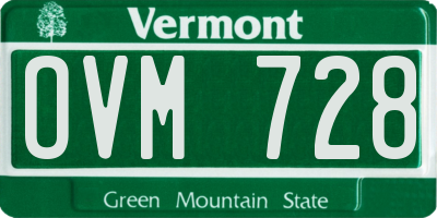 VT license plate OVM728