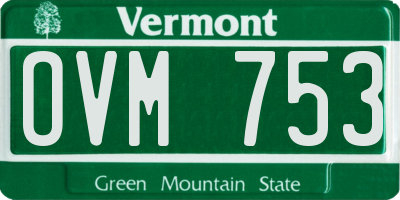 VT license plate OVM753