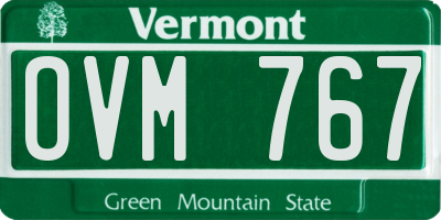 VT license plate OVM767
