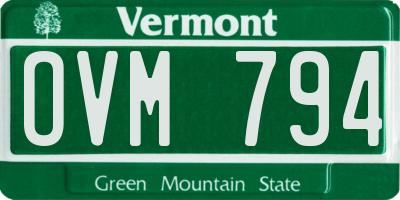 VT license plate OVM794