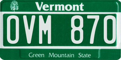 VT license plate OVM870