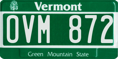 VT license plate OVM872