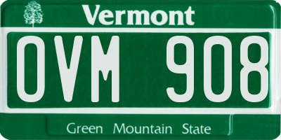 VT license plate OVM908