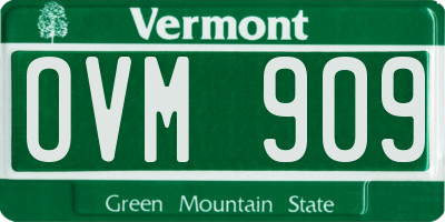 VT license plate OVM909