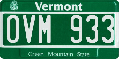VT license plate OVM933