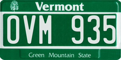 VT license plate OVM935