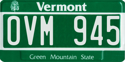 VT license plate OVM945