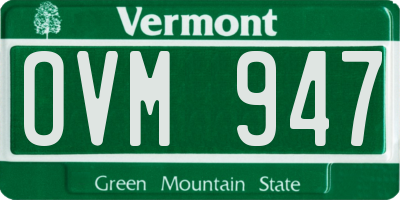 VT license plate OVM947