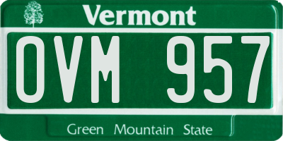 VT license plate OVM957