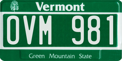 VT license plate OVM981