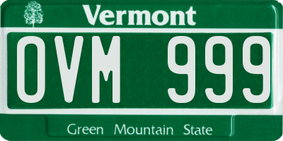VT license plate OVM999