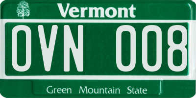 VT license plate OVN008