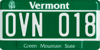 VT license plate OVN018