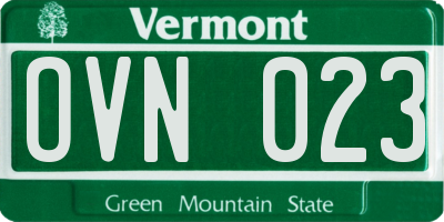 VT license plate OVN023