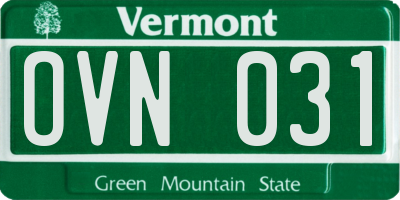 VT license plate OVN031