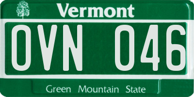 VT license plate OVN046