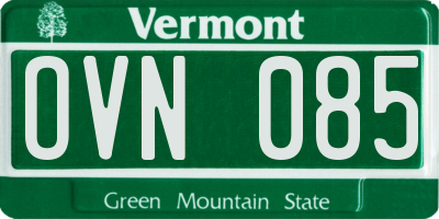 VT license plate OVN085