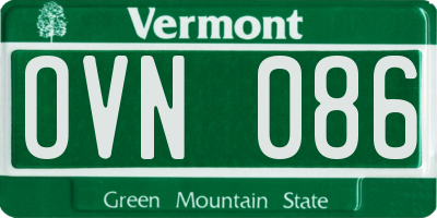 VT license plate OVN086
