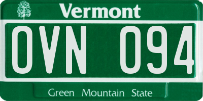 VT license plate OVN094