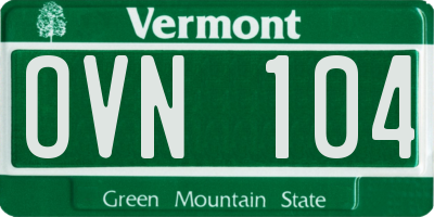 VT license plate OVN104