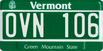 VT license plate OVN106