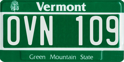 VT license plate OVN109