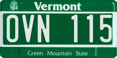 VT license plate OVN115