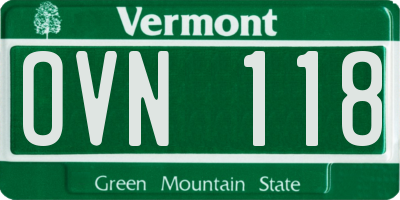 VT license plate OVN118