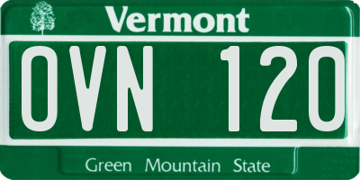VT license plate OVN120