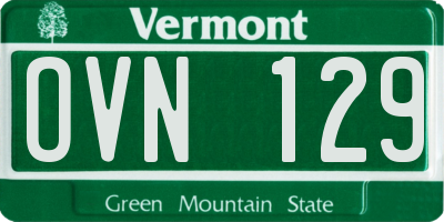 VT license plate OVN129