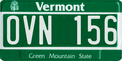 VT license plate OVN156