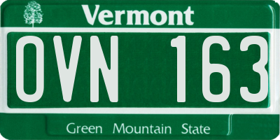 VT license plate OVN163